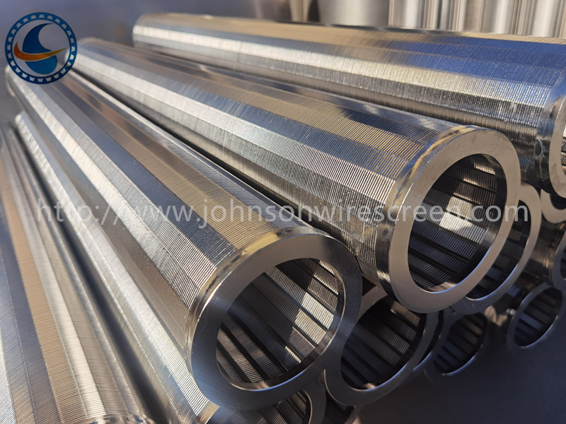 SS304 Slot 25μm Johnson Wedge Wire Screen Filter hingga 80% area terbuka