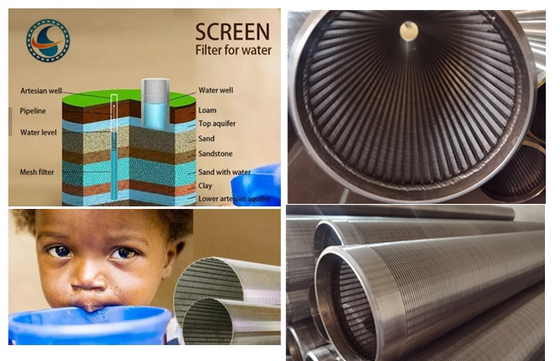 Stainless Steel Vee Profile Wedge Wire Mesh Pipe Well Screen Untuk Air